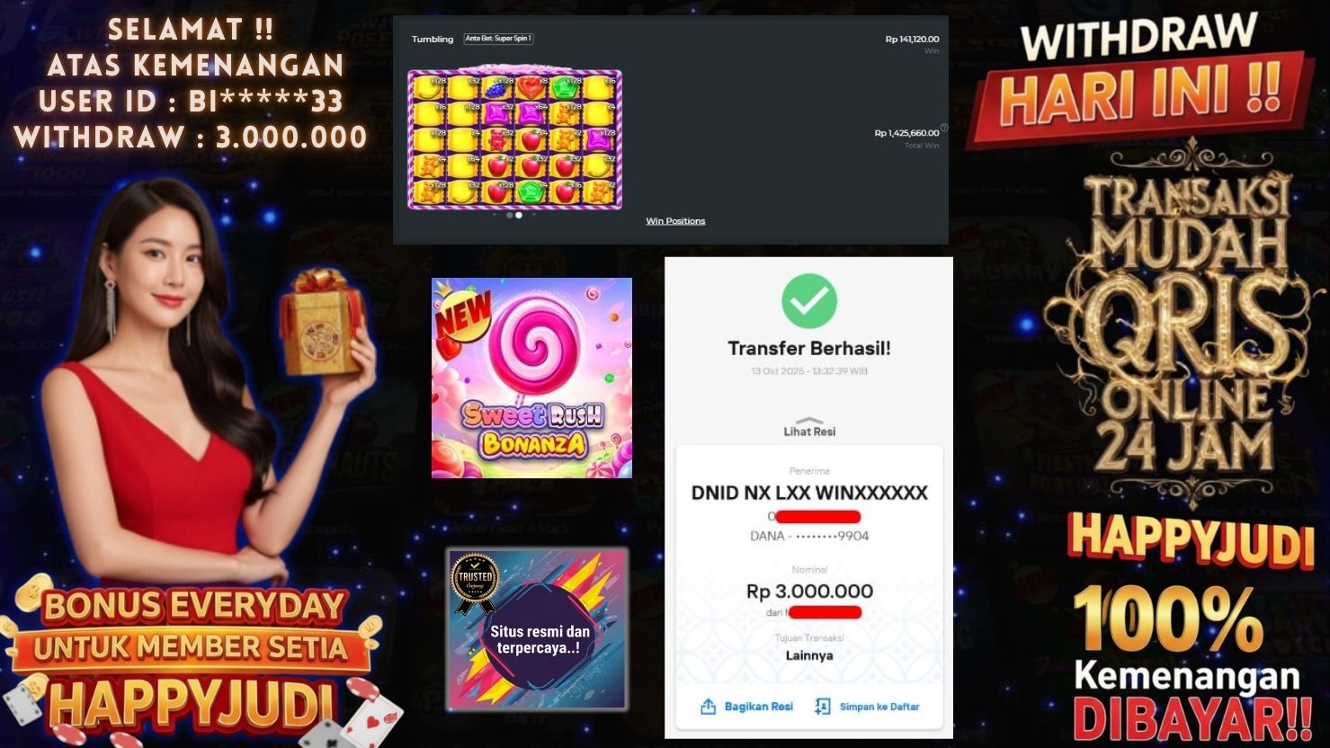 HAPPYJUDI JACKPOT SLOT SWEET RUSH BONANZA